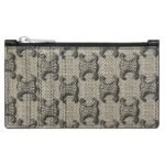 CELINE ZIPPED CARD HOLDER IN TRIOMPHE CANVAS AND CALFSKIN