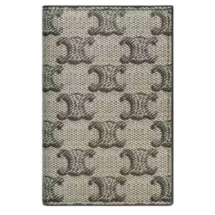 CELINE VERTICAL CARD HOLDER IN TRIOMPHE CANVAS AND CALFSKIN BEIGE