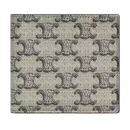 CELINE BI FOLD WALLET IN TRIOMPHE CANVAS AND CALFSKIN BEIGE