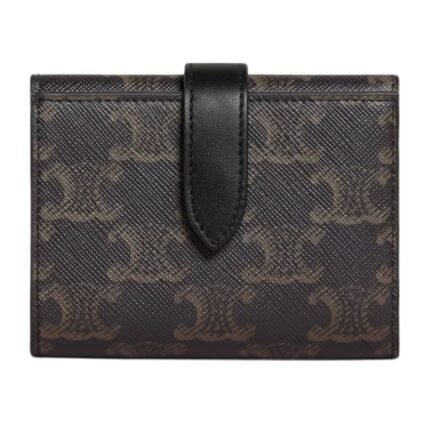 CELINE FINE STRAP WALLET IN TRIOMPHE CANVAS AND LAMBSKIN