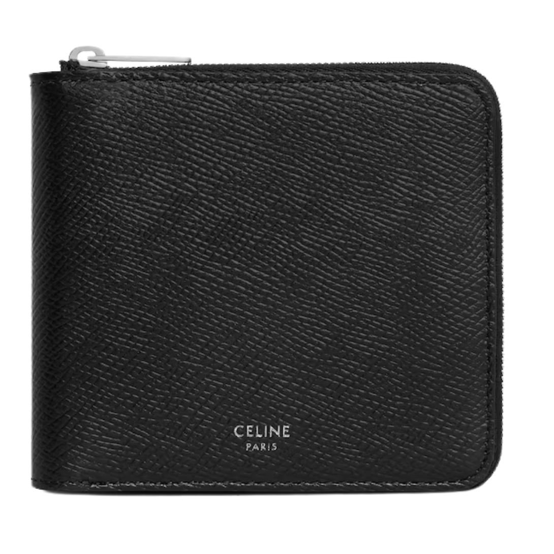 1 CELINE ZIPPED BI FOLD WALLET WITH COIN COMPARTMENT IN GRAINED CALFSKIN