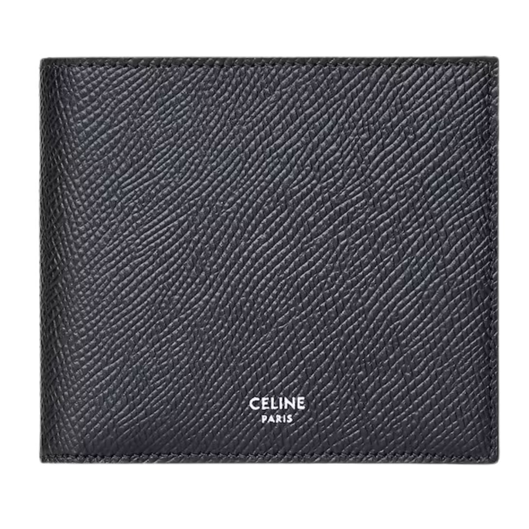 1 CELINE BI FOLD WALLET WITH COIN COMPARTMENT IN GRAINED CALFSKIN