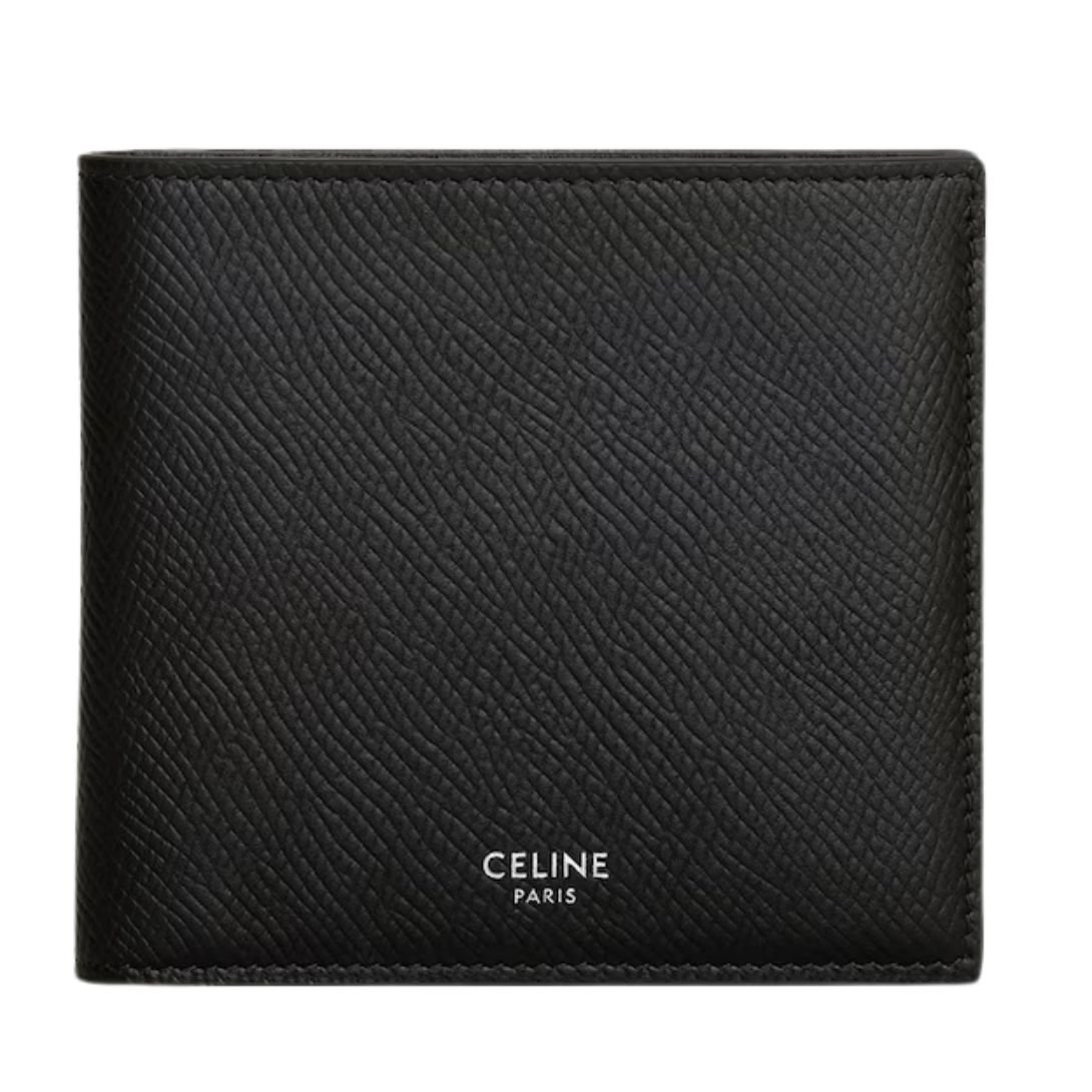 1 CELINE BI FOLD WALLET IN GRAINED CALFSKIN BLACK