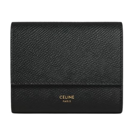 CELINE SMALL TRIFOLD WALLET IN GRAINED CALFSKIN BLACK