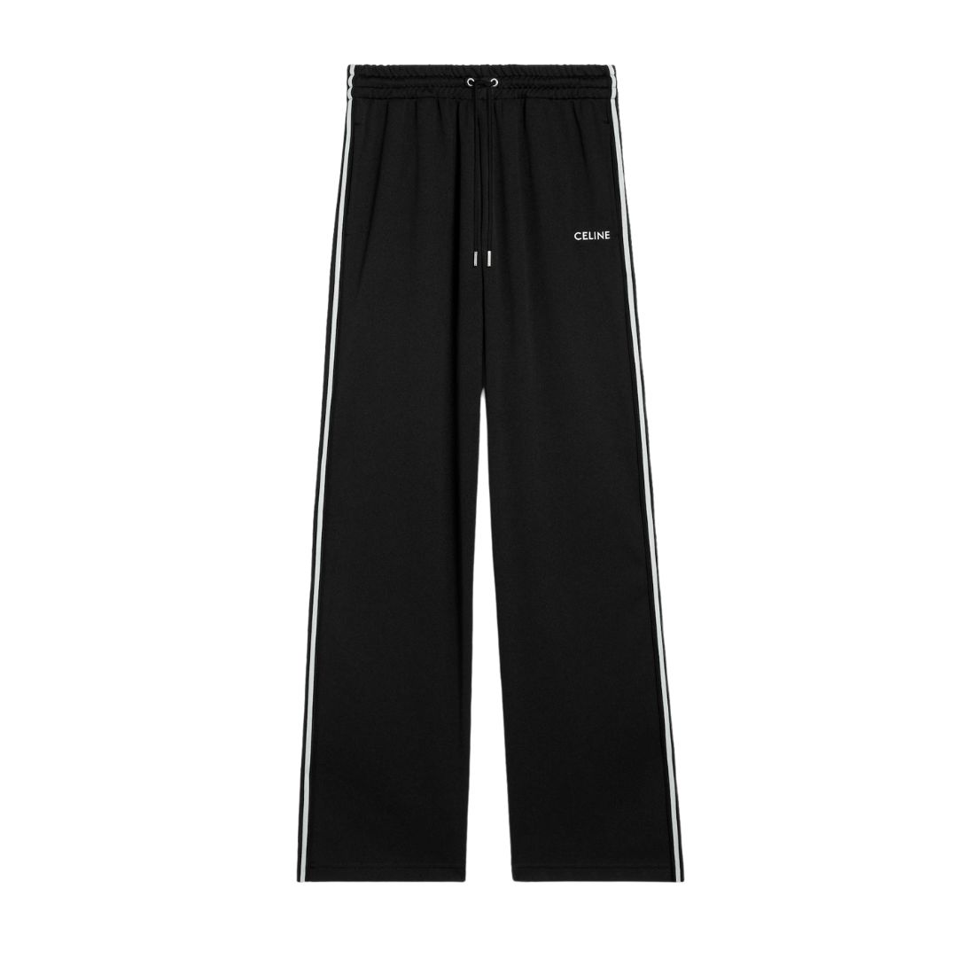 1 CELINE TRACKSUIT PANTS IN DOUBLE FACE JERSEY BLACK-WHITE