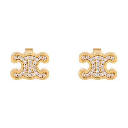 CELINE TRIOMPHE RHINESTONE STUDS IN STRASS AND BRASS WITH SILVER FINISH