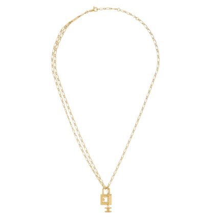 CELINE TRIOMPHE LOCK NECKLACE IN BRASS WITH SILVER FINISH