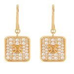 CELINE TRIOMPHE NIGHTFALL EARRINGS IN STRASS AND BRASS WITH GOLD FINISH