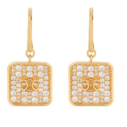 CELINE TRIOMPHE NIGHTFALL EARRINGS IN STRASS AND BRASS WITH GOLD FINISH