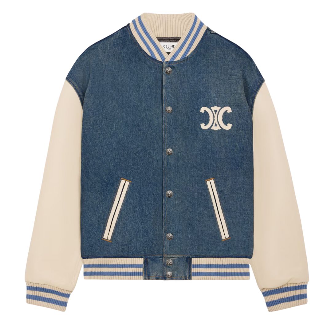 1 CELINE LOOSE TRIOMPHE TEDDY IN TRAIL WASH DENIM