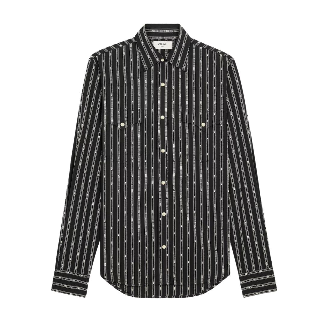 1 CELINE WESTERN SHIRT IN TRIOMPHE STRIPED COTTON