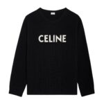 CELINE OVERSIZED SWEATER IN RIBBED WOOL LIGHT GREY