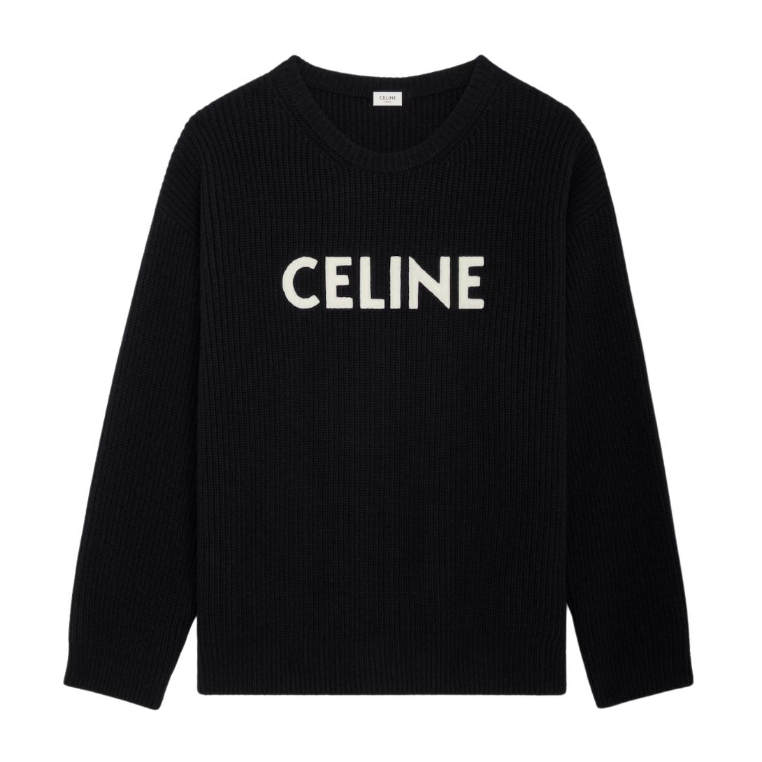 1 CELINE OVERSIZED SWEATER IN RIBBED WOOL BLACK