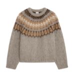 CELINE CREW NECK SWEATER IN BRUSHED FAIR ISLE ALPACA WOOL