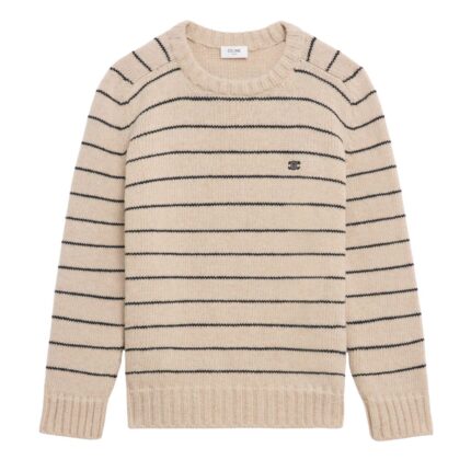 CELINE TRIOMPHE CREW NECK SWEATER IN STRIPED WOOL