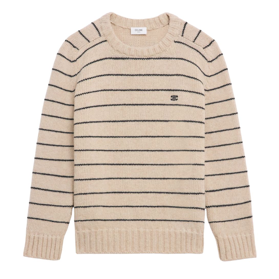 1 CELINE TRIOMPHE CREW NECK SWEATER IN STRIPED WOOL
