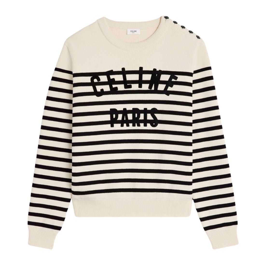 1 CELINE CREW NECK MARINIÈRE SWEATER IN COTTON