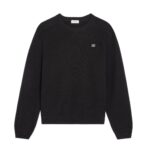 CELINE TRIOMPHE CREW NECK SWEATER IN WOOL AND CASHMERE GREY-OFF WHITE