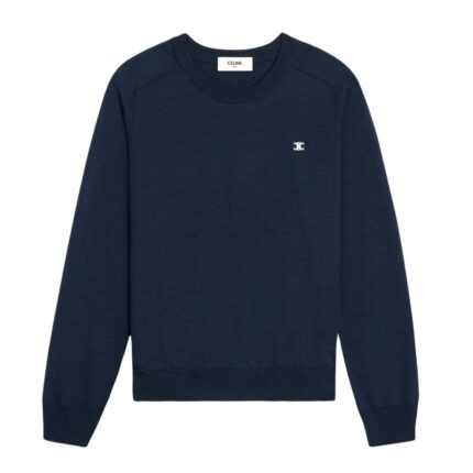 CELINE TRIOMPHE CREW NECK SWEATER IN WOOL MEDIUM GREY