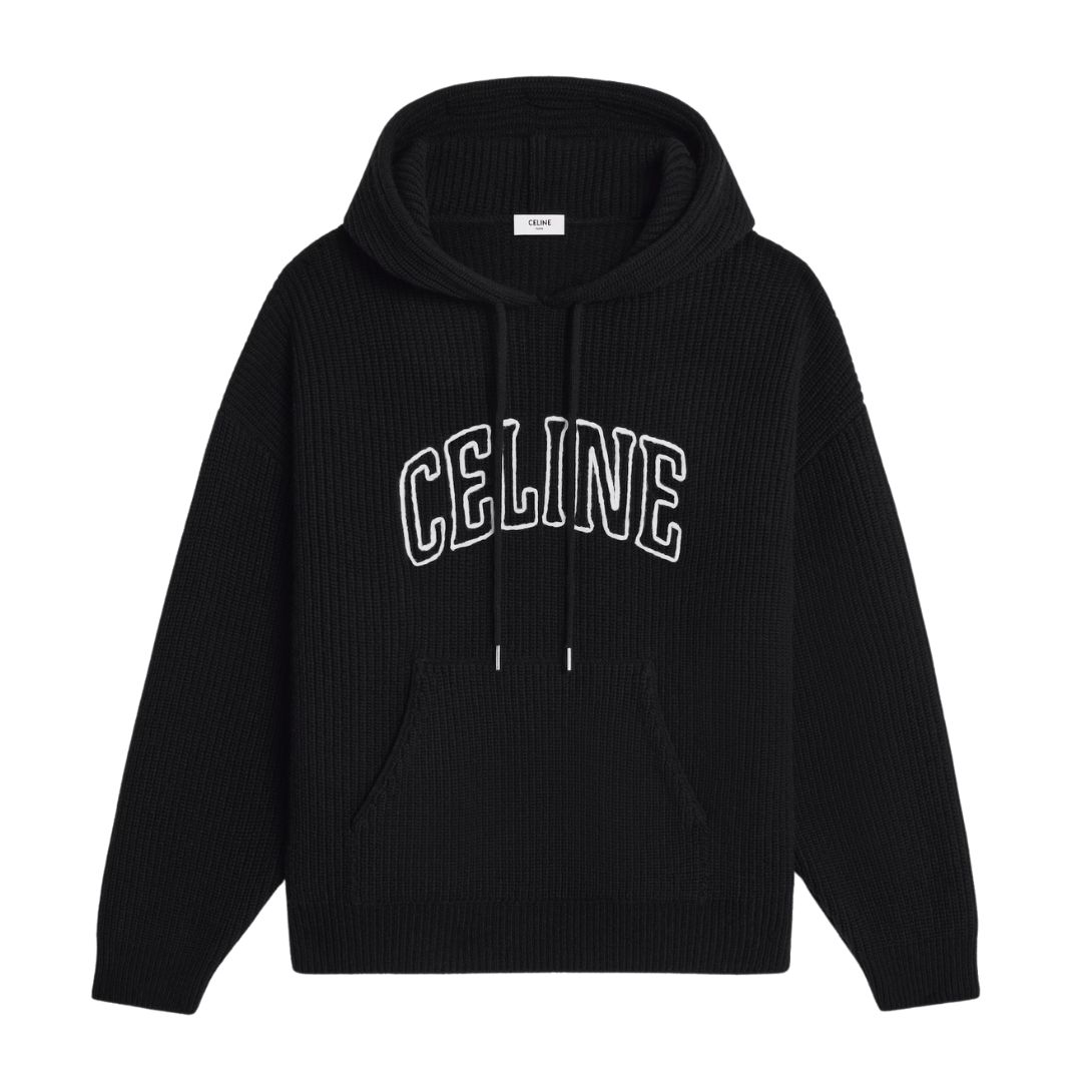 1 CELINE HOODED SWEATER IN RIBBED WOOL