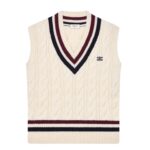 CELINE TRIOMPHE V NECK CABLE KNIT IN CASHMERE