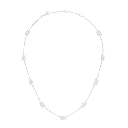 CELINE MINI TRIOMPHE NECKLACE IN BRASS WITH RHODIUM FINISH