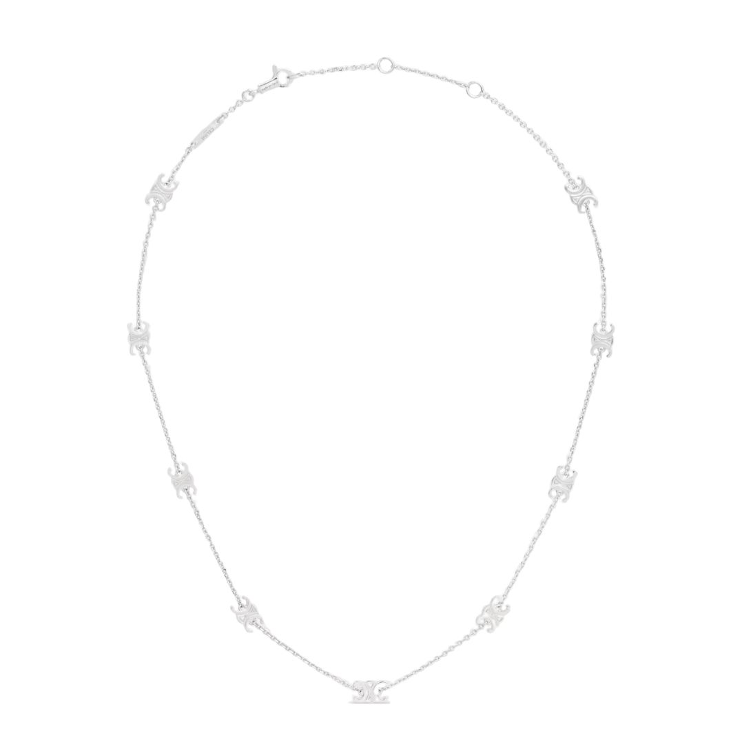 1 CELINE MINI TRIOMPHE NECKLACE IN BRASS WITH RHODIUM FINISH