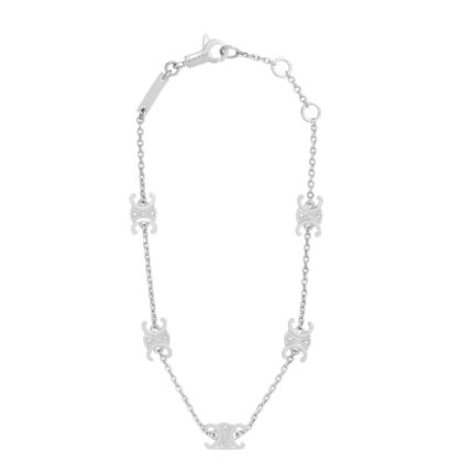 CELINE MINI TRIOMPHE BRACELET IN BRASS WITH RHODIUM FINISH