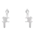 CELINE TRIOMPHE ASYMMETRIC HOOPS IN BRASS WITH RHODIUM FINISH