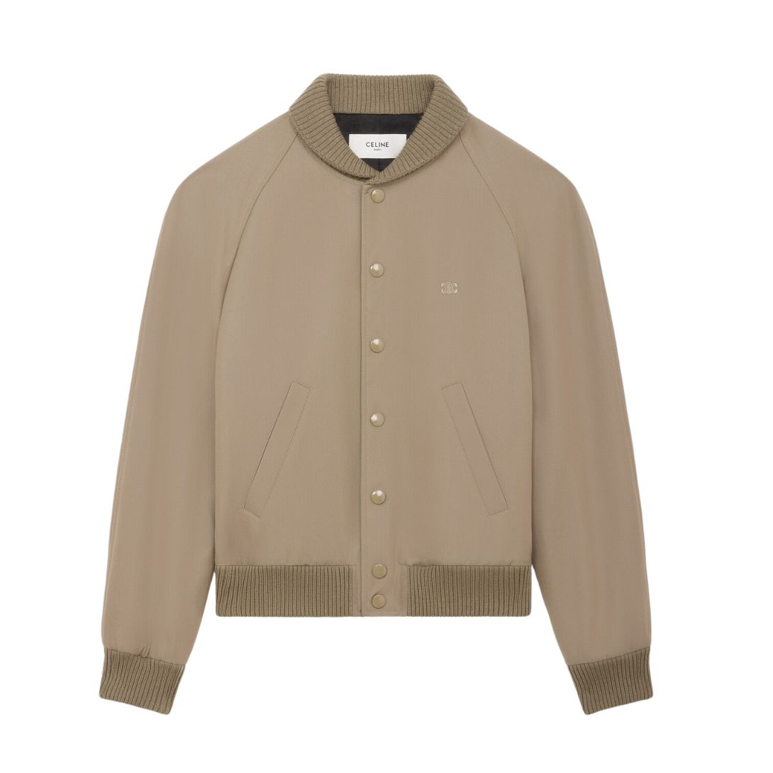 1 CELINE TRIOMPHE TEDDY JACKET IN COTTON AND WOOL GABARDINE