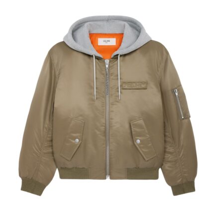 CELINE HOODED BOMBER JACKET IN NYLON TWILL