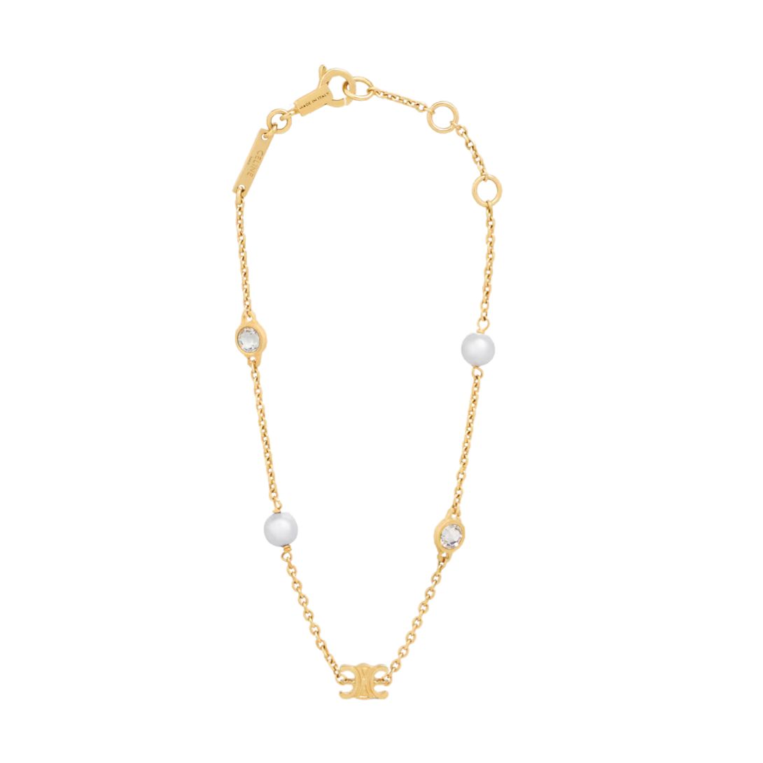 1 CELINE BRACELET IN BRASS STRASS AND RESIN PEARLS