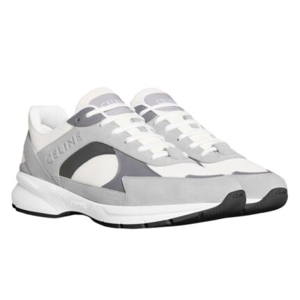 CELINE RUNNER CR 03 LOW LACE UP SNEAKER IN MESH SUEDE CALFSKIN AND CALFSKIN