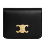 CELINE TRIOMPHE COMPACT WALLET IN SHINY CALFSKIN MOON