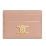 CELINE CARD HOLDER TRIOMPHE IN SHINY CALFSKIN SOFT PEACH