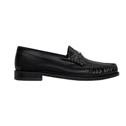 CELINE LUCO TRIOMPHE LOAFER IN POLISHED BULL BLACK-SILVER
