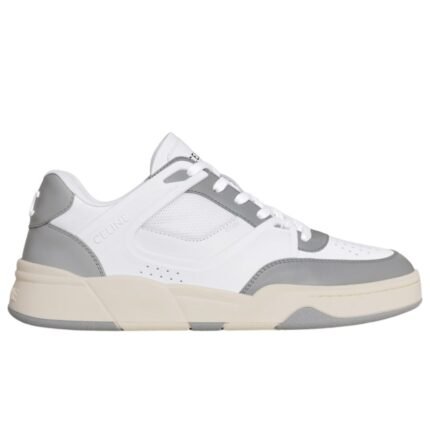 CELINE TRAINER CT 09 LOW LACE UP SNEAKER IN CALFSKIN AND MESH OPTIC WHITE-BEIGE