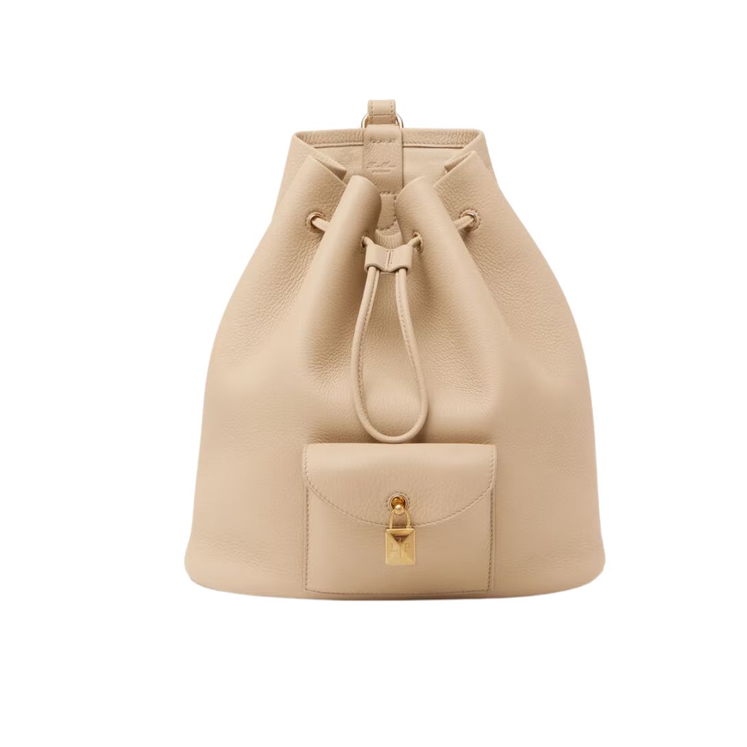 13 LORO PIANA EXTRA DRAWSTRING BACKPACK L27 LIGHT MASTIC