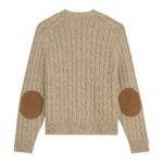 CELINE TRIOMPHE CARDIGAN IN CABLE KNIT CASHMERE LIGHT TAUPE