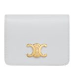 CELINE TRIOMPHE COMPACT WALLET IN SHINY CALFSKIN CAPPUCCINO