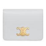 CELINE TRIOMPHE COMPACT WALLET IN SHINY CALFSKIN BLACK