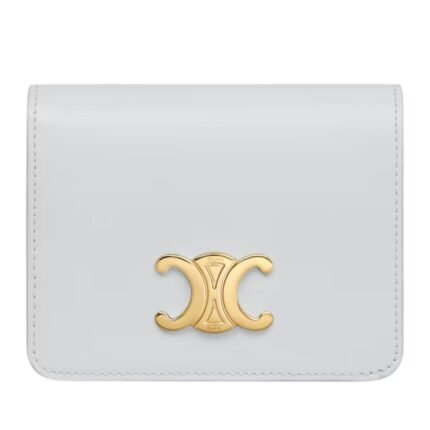 CELINE TRIOMPHE COMPACT WALLET IN SHINY CALFSKIN MOON