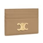 CELINE CARD HOLDER TRIOMPHE IN SHINY CALFSKIN SMOKED BROWN