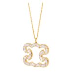 CELINE TRIOMPHE FRAME SPARKLE NECKLACE IN STRASS AND BRASS WITH GOLD FINISH