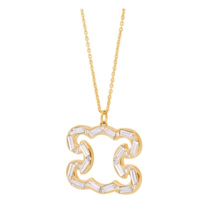 CELINE TRIOMPHE FRAME SPARKLE NECKLACE IN STRASS AND BRASS WITH GOLD FINISH