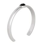 CELINE BEVELLED CUFF IN ONYX AND STERLING SILVER WITH RHODIUM FINISH