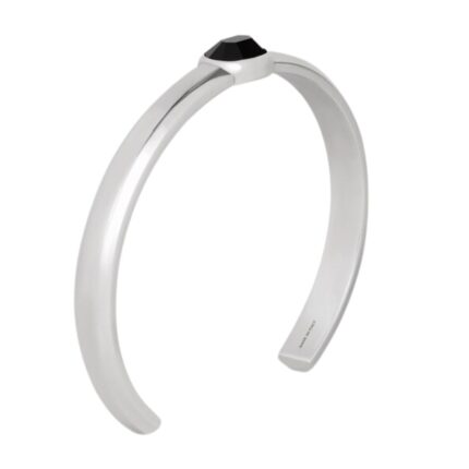 CELINE BEVELLED CUFF IN ONYX AND STERLING SILVER WITH RHODIUM FINISH