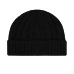 CELINE TRIOMPHE CABLE KNIT BEANIE IN CASHMERE BLACK