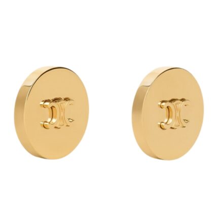 CELINE TRIOMPHE SIGNET EARRINGS IN BRASS WITH GOLD FINISH