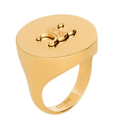 CELINE TRIOMPHE SIGNET RING IN BRASS WITH GOLD FINISH